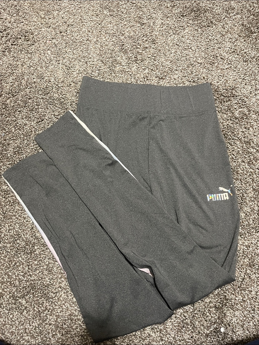 Puma Kids' Dark Gray Leggings with White Side Stripe